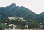 &quot;Hall of a thousand tatami&quot; - Senjokaku with Mt Misen, Miyajima